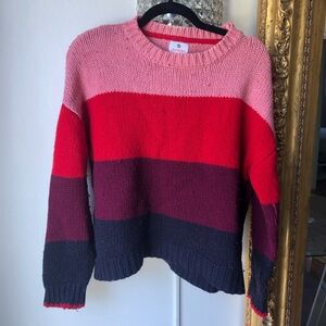 Sundry wool Colorblock Crewneck Sweater - Pink & Red